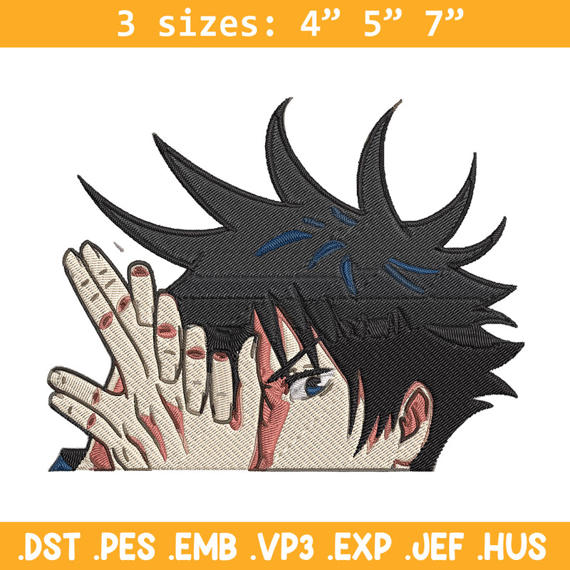 Megumi Peeker Embroidery Design, Jujutsu Embroidery, Embroidery File, Anime Embroidery, Anime shirt, Digital download.jpg