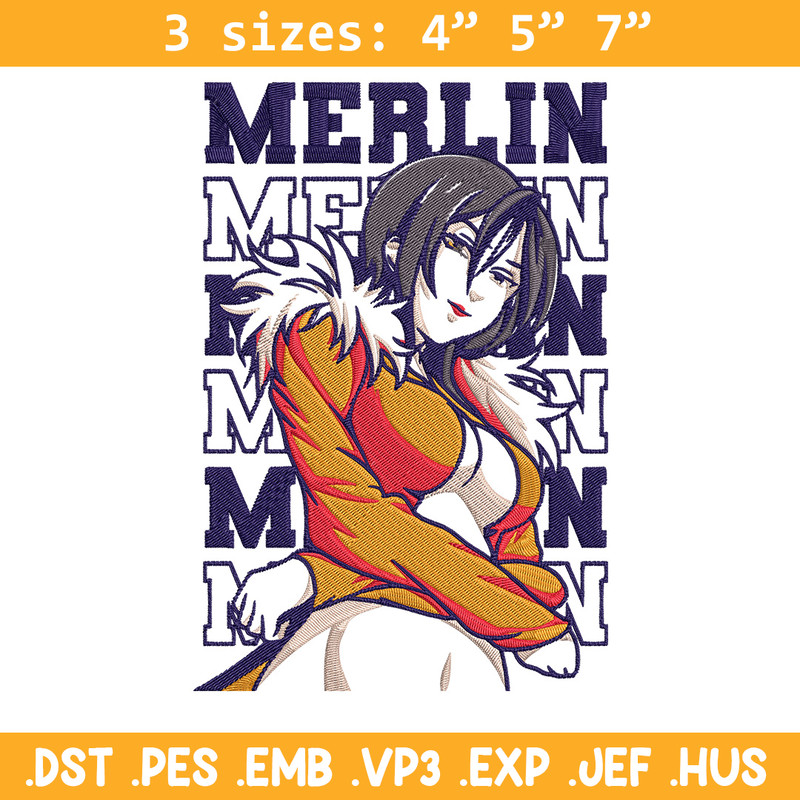 Merlin Embroidery Design, Seven Deadly Sins Embroidery, Embroidery File, Anime Embroidery, Anime shirt, Digital download.jpg