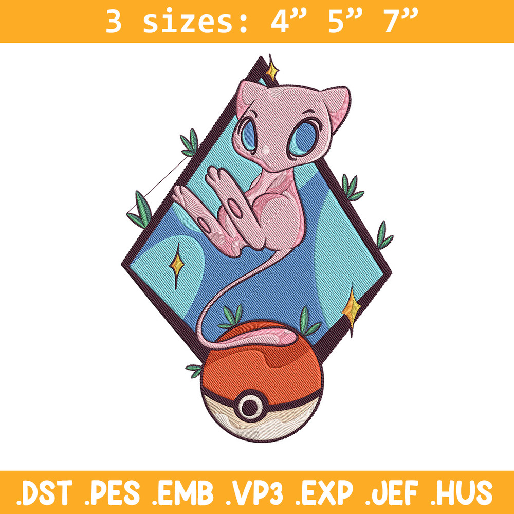 Mew poster Embroidery Design, Pokemon Embroidery, Embroidery File, Anime Embroidery, Anime shirt, Digital download.jpg