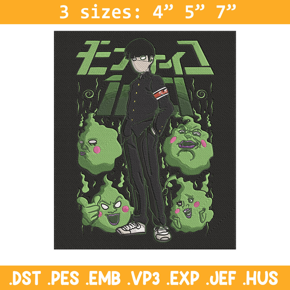 Mob100 poster Embroidery Design, Mob100 Embroidery, Embroidery File, Anime Embroidery, Anime shirt, Digital download.jpg