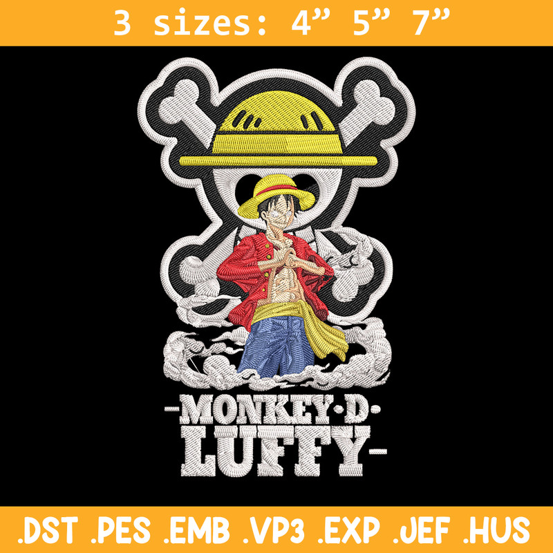 Monkey D Luffy Embroidery Design,One piece Embroidery, Embroidery File, Anime Embroidery, Anime shirt, Digital download.jpg