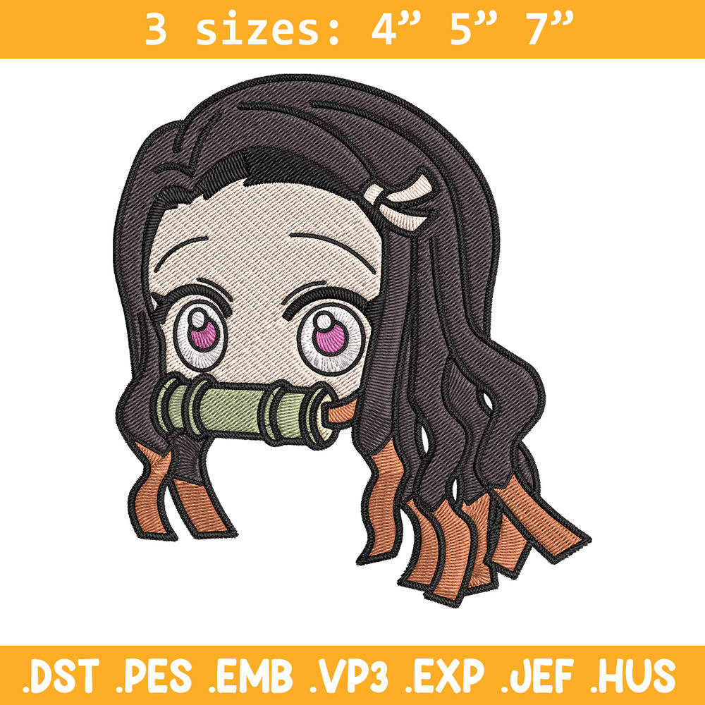Nezuko sticker Embroidery Design, Demon slayer Embroidery, Embroidery File, Anime Embroidery, Digital download.jpg