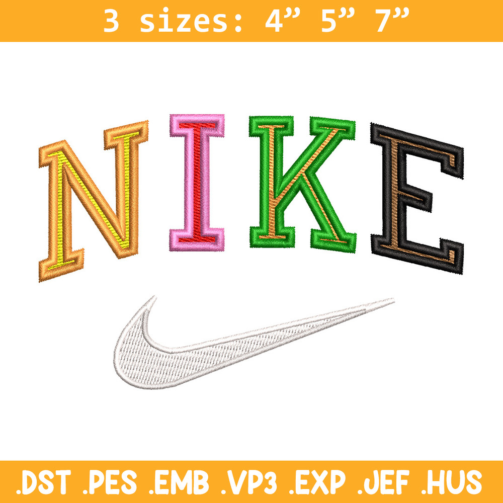 Nike color embroidery design, Nike embroidery, Nike design, Embroidery shirt, Embroidery file, Digital download.jpg
