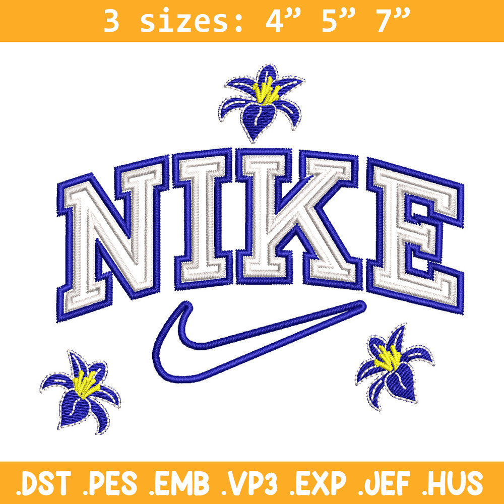Nike flower embroidery design, Flower embroidery, Nike design, Embroidery shirt, Embroidery file, Digital download.jpg