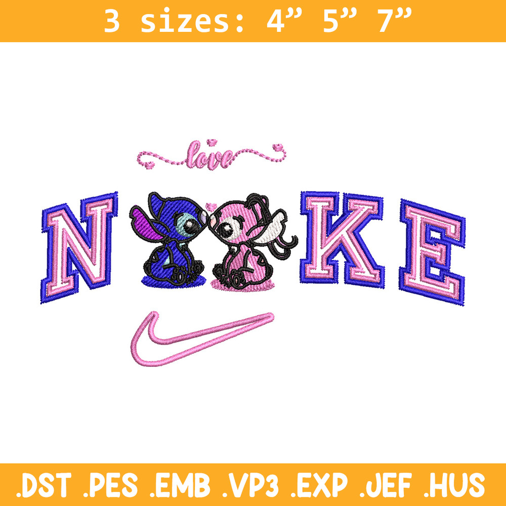 Nike stitch couple embroidery design, Stitch embroidery, Nike design, Embroidery file,Embroidery shirt, Digital download.jpg