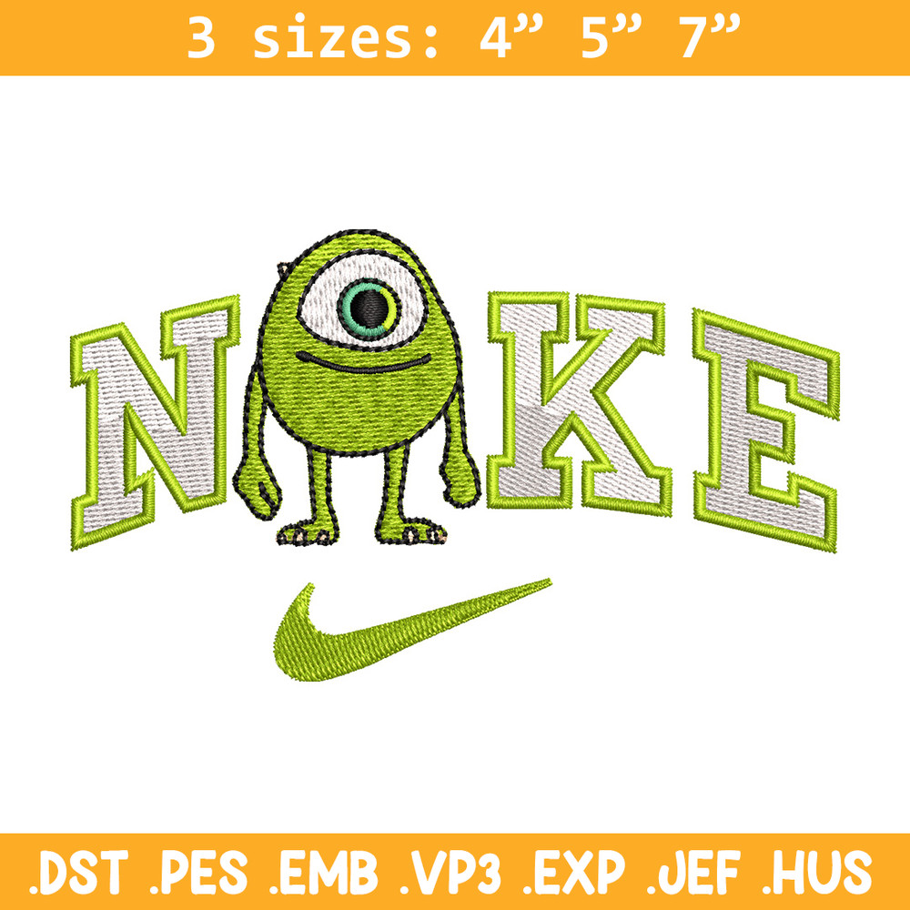 Nike x mike embroidery design, Disney monster embroidery, Nike design,Embroidery file,Embroidery shirt,Digital download.jpg