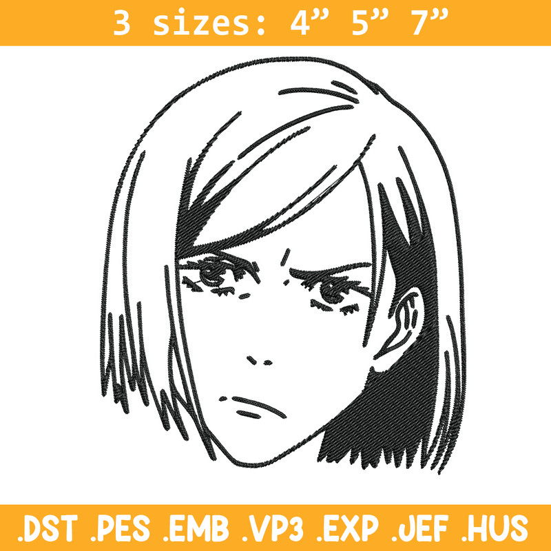 Nobara face Embroidery Design, Jujutsu Embroidery, Embroidery File, Anime Embroidery, Anime shirt, Digital download.jpg