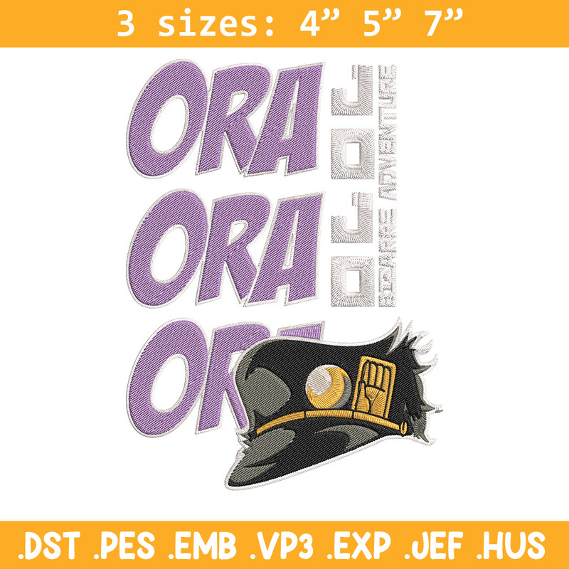 Ora Ora Ora Embroidery Design, Jojo Embroidery, Embroidery File, Anime Embroidery, Anime shirt, Digital download.jpg