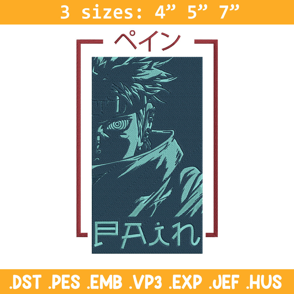Pain poster Embroidery Design, Naruto Embroidery, Embroidery File, Anime Embroidery, Anime shirt, Digital download..jpg