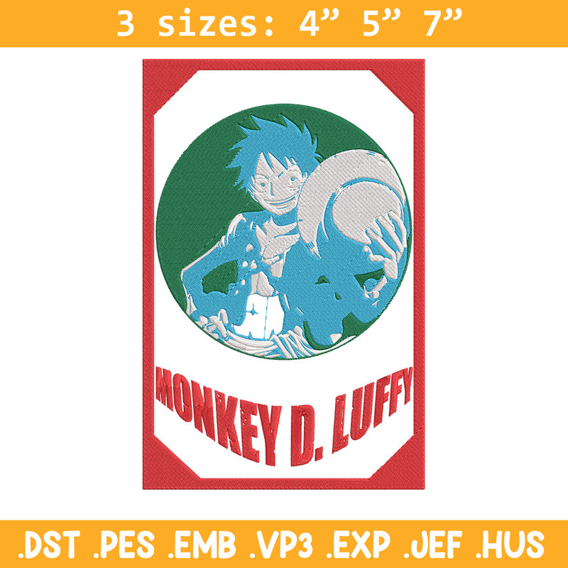 Poster luffy Embroidery Design, One piece Embroidery, Embroidery File, Anime Embroidery, Anime shirt, Digital download.jpg