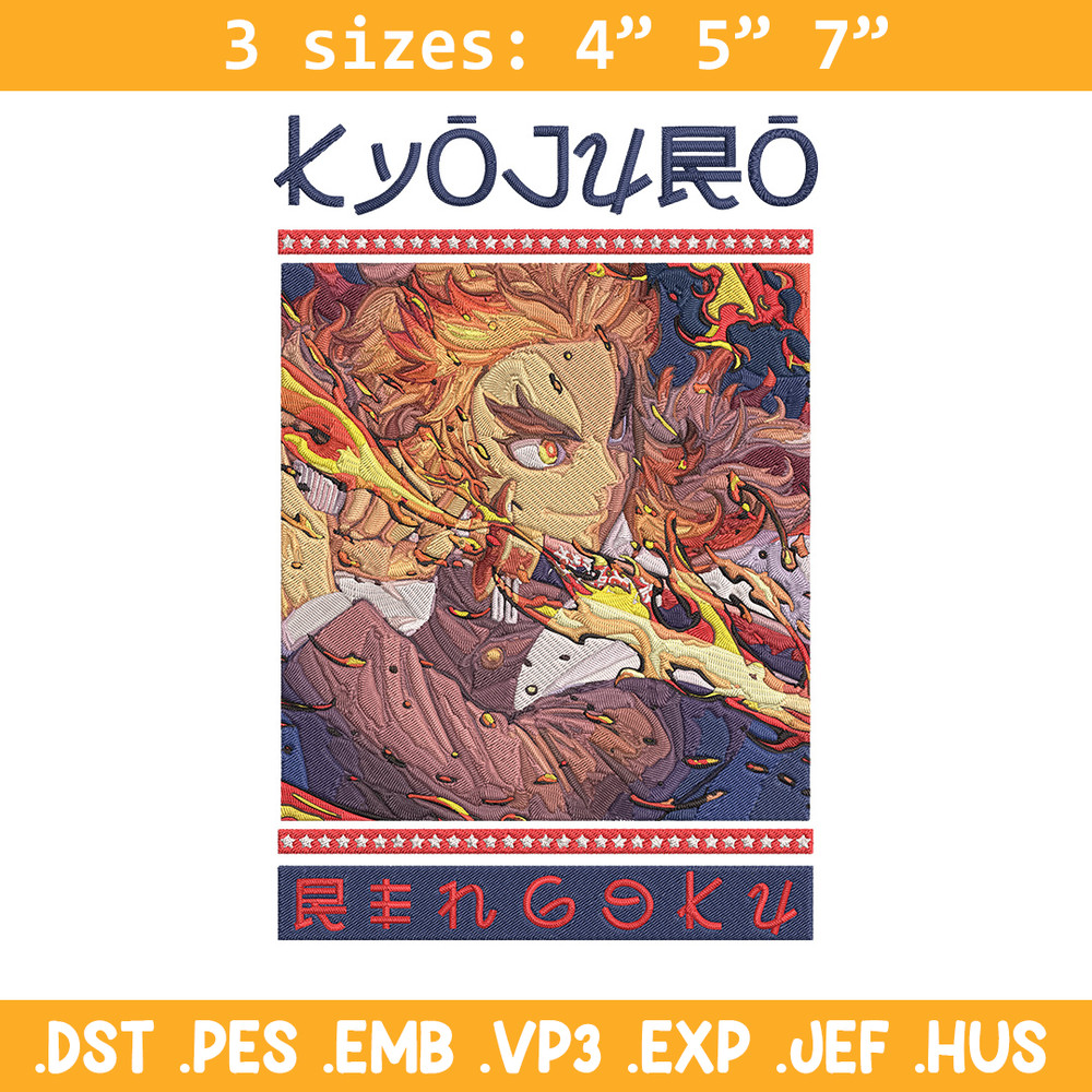 Rengoku Embroidery Design, Demon slayer Embroidery, Embroidery File, Anime Embroidery, Anime shirt, Digital download.jpg