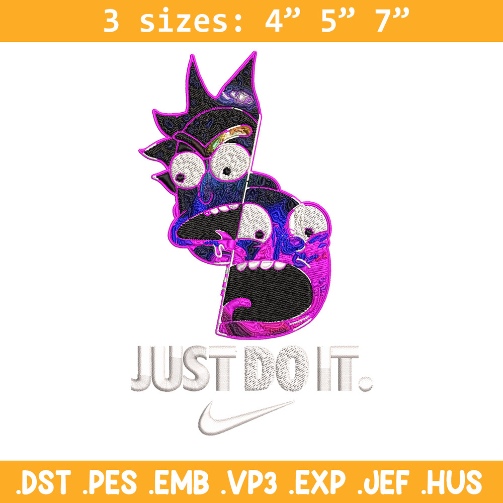 Rick and Morty x Just Rick It Embroidery design, Cartoon Embroidery, Logo Nike design, Embroidery file, Instant download.jpg
