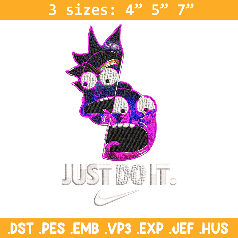 Rick and Morty x Just Rick It Embroidery design, Cartoon Embroidery, Logo Nike design, Embroidery file, Instant download.jpg