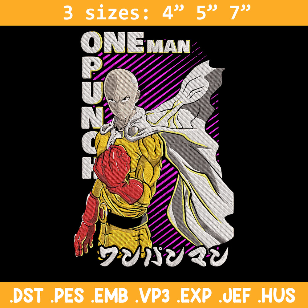 Saitama Embroidery Design, One punch man Embroidery,Embroidery File, Anime Embroidery, Anime shirt, Digital download.jpg