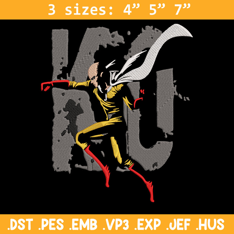 Saitama KO Embroidery Design, One punch man Embroidery,Embroidery File, Anime Embroidery, Anime shirt, Digital download.jpg