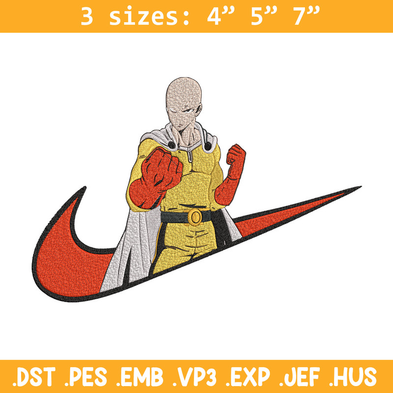 Saitama nike Embroidery Design, One punch man Embroidery, Embroidery File, Nike Embroidery, Anime shirt,Digital download.jpg