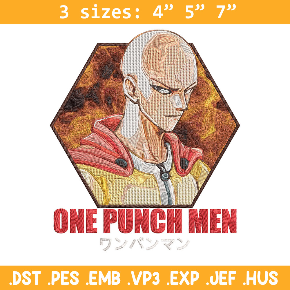 Saitama poster Embroidery Design, One punch man Embroidery, Embroidery File, Anime Embroidery, Anime shirt.jpg