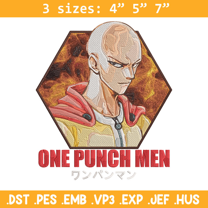 Saitama poster Embroidery Design, One punch man Embroidery, Embroidery File, Anime Embroidery, Anime shirt.jpg