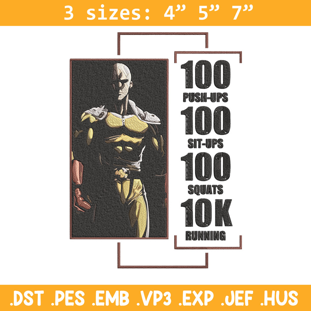 Saitama poster Embroidery Design, One punch man Embroidery,Embroidery File,Anime Embroidery,Anime shirt,Digital download.jpg