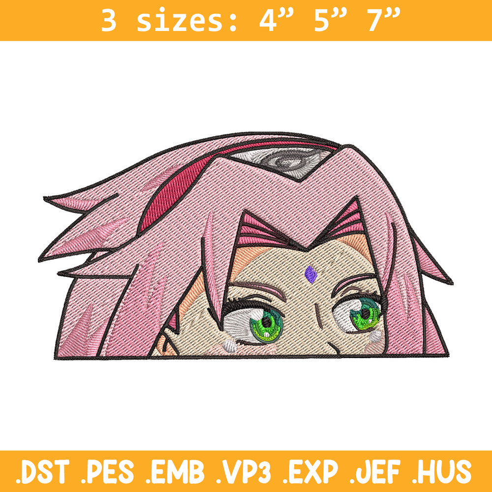 Sakura Peeker Embroidery Design, Naruto Embroidery, Embroidery File, Anime Embroidery, Anime shirt, Digital download.jpg