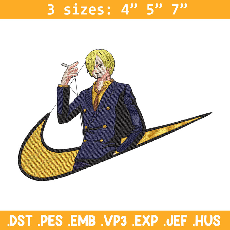 Sanji x nike Embroidery Design, One piece Embroidery, Embroidery File, Nike Embroidery, Anime shirt, Digital download.jpg