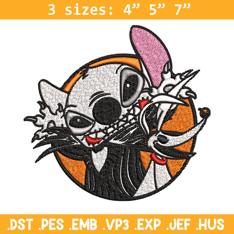Stitch Jack Skellington Embroidery design, Halloween Embroidery, Embroidery File, cartoon design, Digital download..jpg