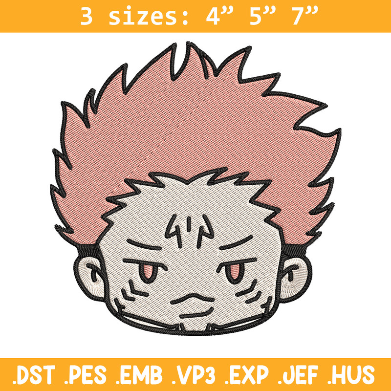 Sukuna chibi Embroidery Design, Jujutsu Embroidery, Embroidery File, Anime Embroidery, Anime shirt, Digital download.jpg
