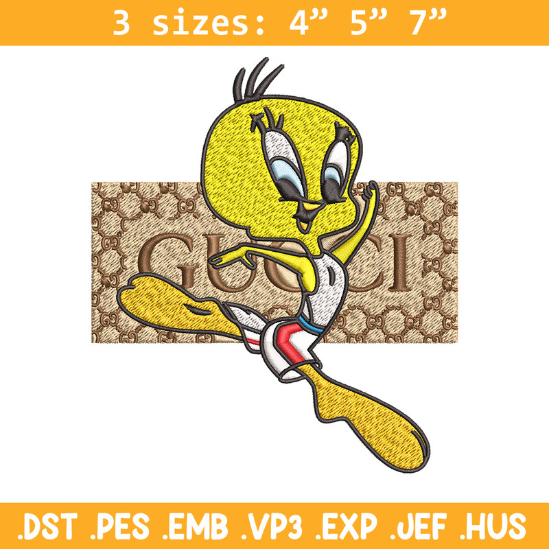 Tweety Gucci Embroidery design, Tweety Gucci cartoon Embroidery, cartoon design, Embroidery File, Digital download..jpg