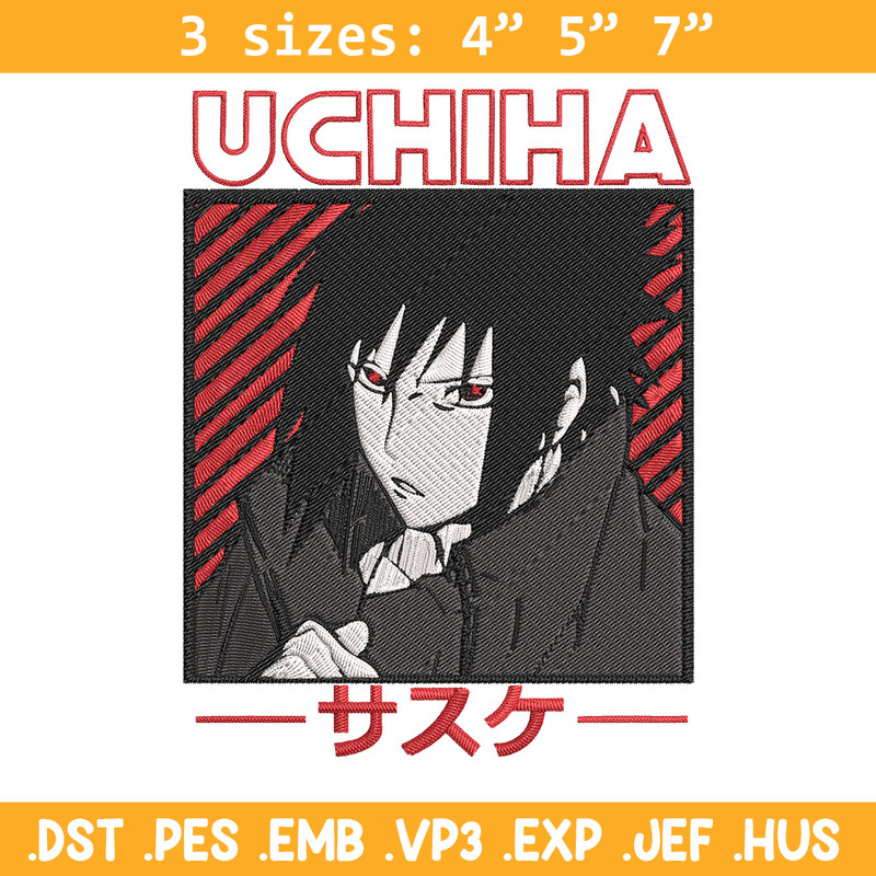 Uchiha Sasuke Embroidery Design, Naruto Embroidery,Embroidery File, Anime Embroidery, Anime shirt, Digital download.jpg
