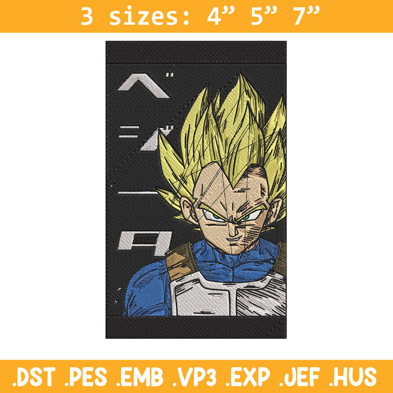 Vegeta poster Embroidery Design, Dragonball Embroidery, Embroidery File,Anime Embroidery, Anime shirt, Digital download.jpg