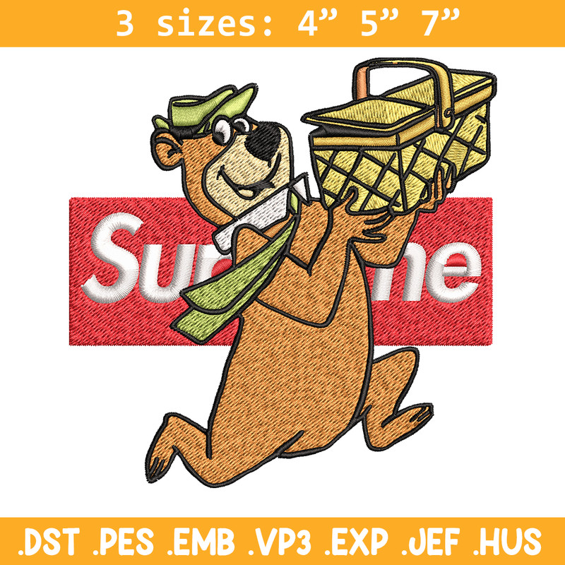 Yogi Bear Supreme Embroidery design, Yogi Bear Embroidery, cartoon design, logo shirt, Embroidery File, Instant download.jpg