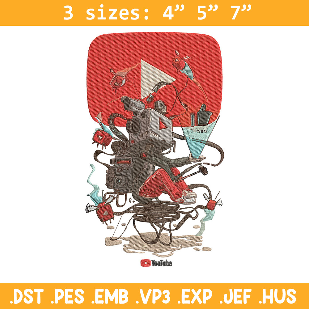 Youtube logo Embroidery Design, Youtube Embroidery, Embroidery File, Anime Embroidery, Anime shirt, Digital download.jpg