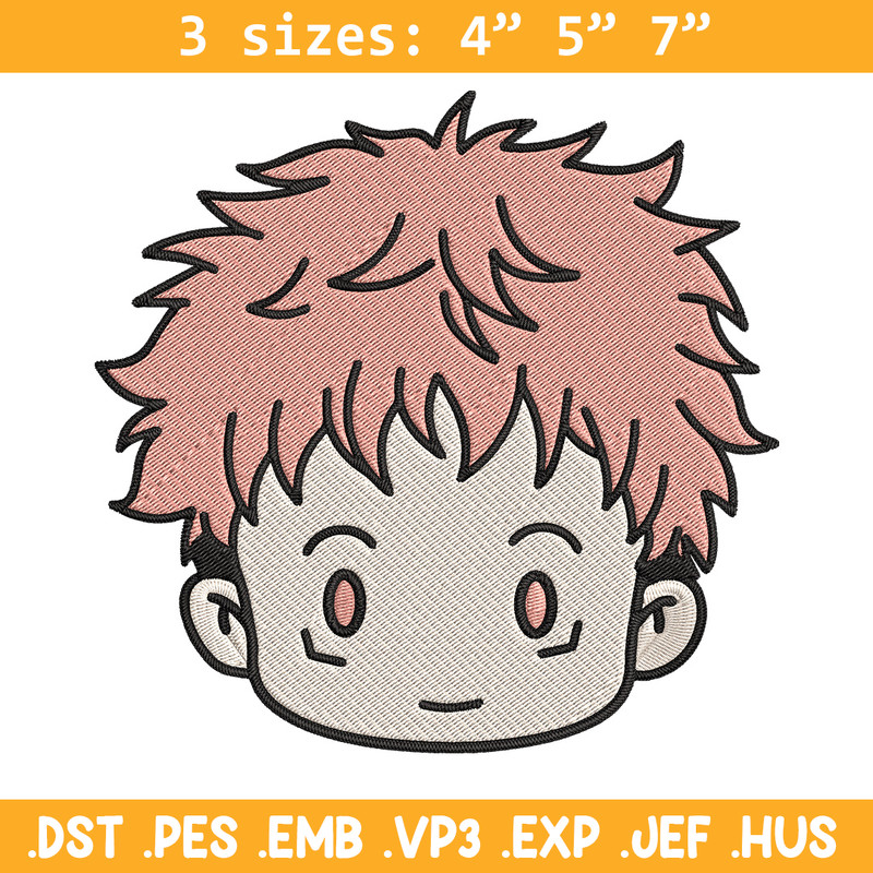Yuji chibi Embroidery Design, Jujutsu Embroidery, Embroidery File, Anime Embroidery, Anime shirt, Digital download..jpg