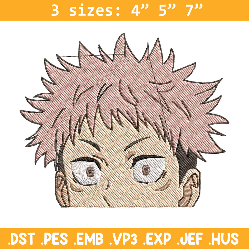 Yuji Peeker Embroidery Design, Jujutsu Embroidery, Embroidery File, Anime Embroidery, Anime shirt, Digital download..jpg