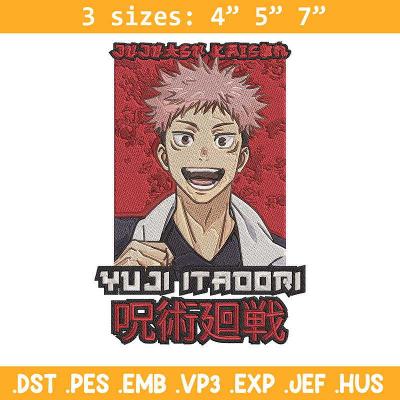 Yuji poster Embroidery Design,Jujutsu Embroidery, Embroidery File, Anime Embroidery, Anime shirt, Digital download.jpg