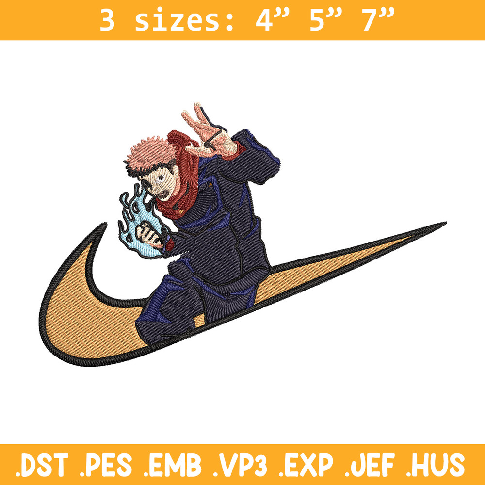 Yuji x nike Embroidery Design, Jujutsu Embroidery, Embroidery File, Nike Embroidery, Anime shirt, Digital download.jpg