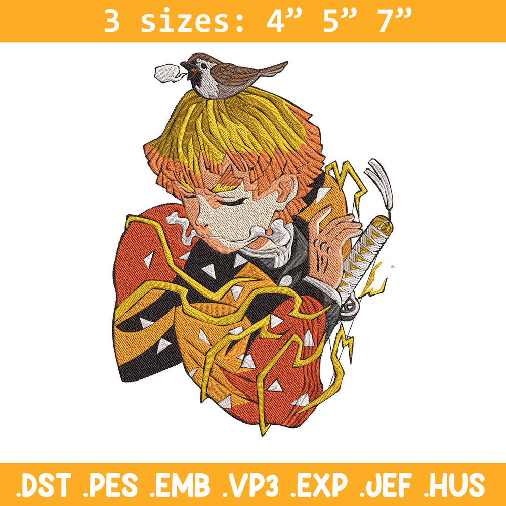 Zenitsu Agatsuma Embroidery Design,Demon slayer Embroidery, Embroidery File,Anime Embroidery,Anime shirt,Digital download.jpg