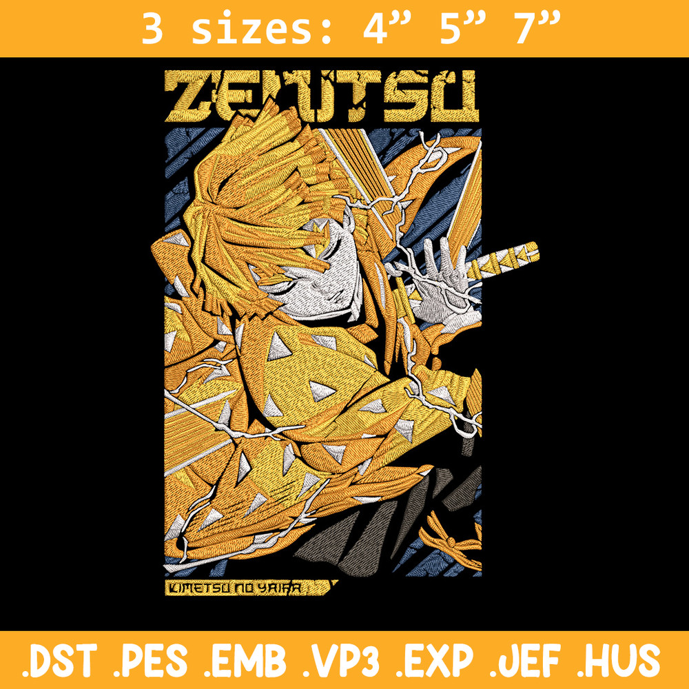 Zenitsu poster Embroidery Design, Demon slayer Embroidery, Embroidery File,Anime Embroidery,Anime shirt,Digital download.jpg