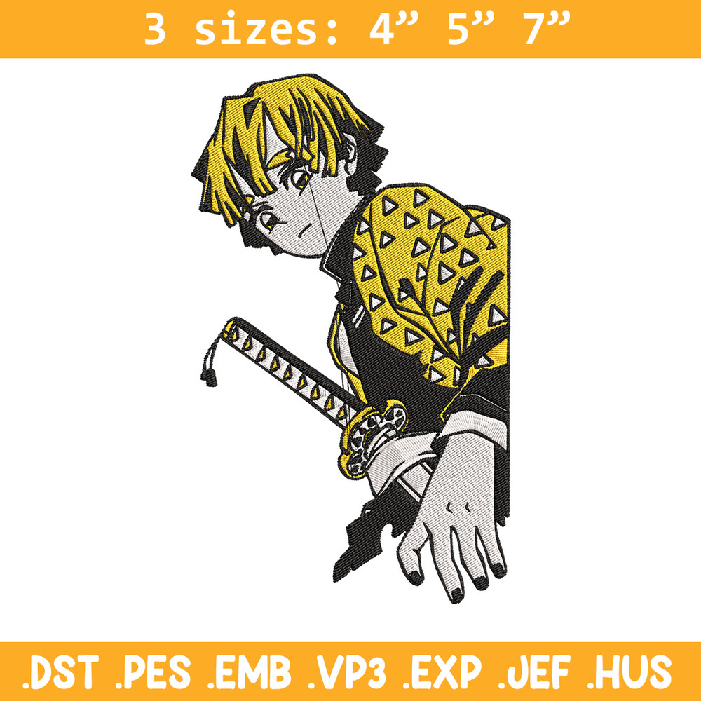 Zenitsu poster Embroidery Design,Demon slayer Embroidery, Embroidery File,Anime Embroidery,Anime shirt,Digital download.jpg