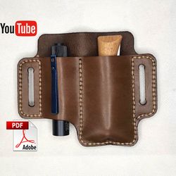 Leather EDC Tool Holster, leather belt organizer, Leather Multitool Sheath fast&easy Tutorial DIY Leather Patterns