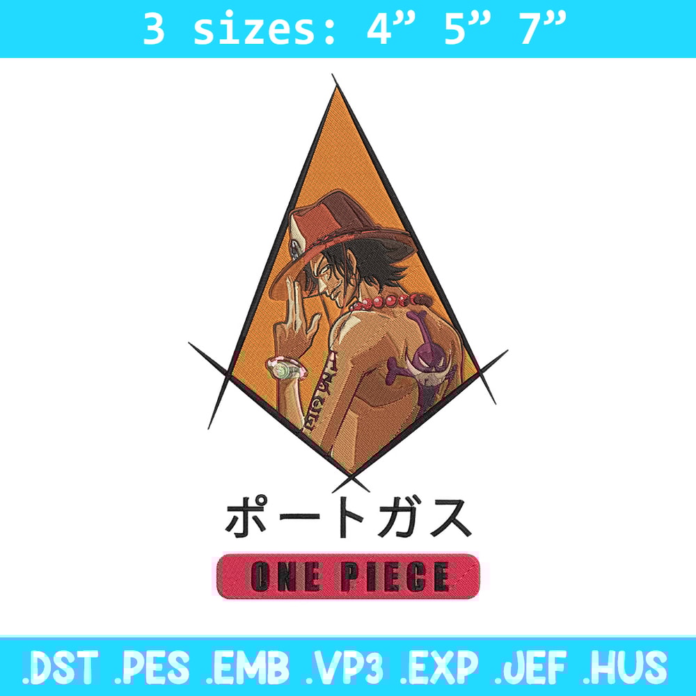 Ace poster Embroidery Design, One piece Embroidery, Embroidery File, Anime Embroidery, Anime shirt, Digital download..jpg