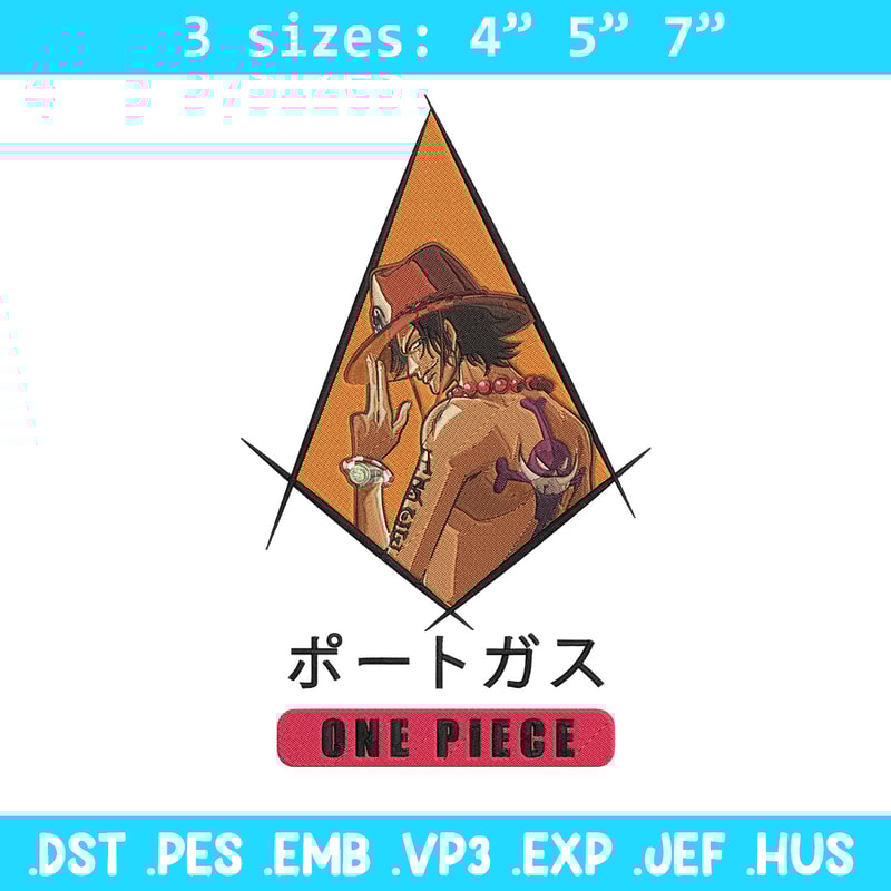 Ace poster Embroidery Design, One piece Embroidery, Embroidery File, Anime Embroidery, Anime shirt, Digital download..jpg