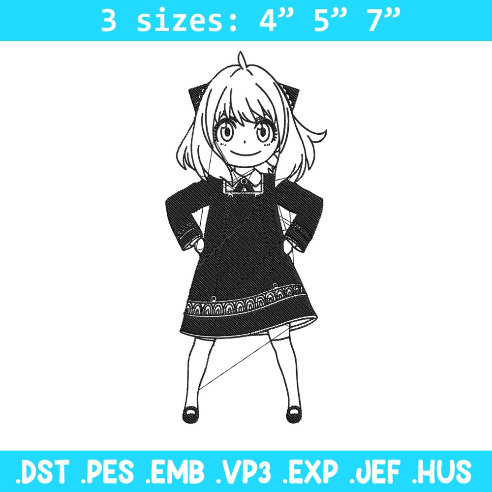Anya Forger Embroidery Design, Spy x family Embroidery, Embroidery File, Anime Embroidery, Anime shirt, Digital download.jpg