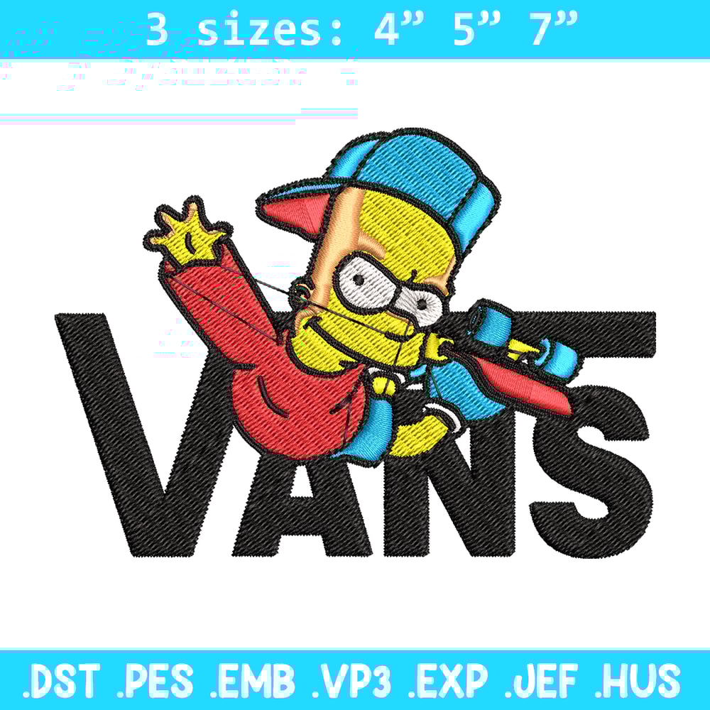 Bart Simpson Vans Embroidery design, Simpson Embroidery, cartoon design, Embroidery File, Digital download..jpg