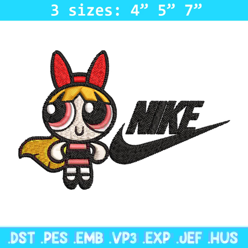 Blossom Nike Embroidery design, Powerpuff Girls cartoon Embroidery, Nike design, Embroidery file, Instant download..jpg