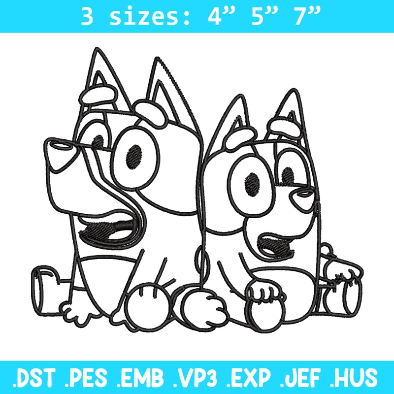 Bluey Bingo Coloring Pages Embroidery, Bluey Embroidery, Embroidery File, cartoon design, logo shirt, Digital download..jpg