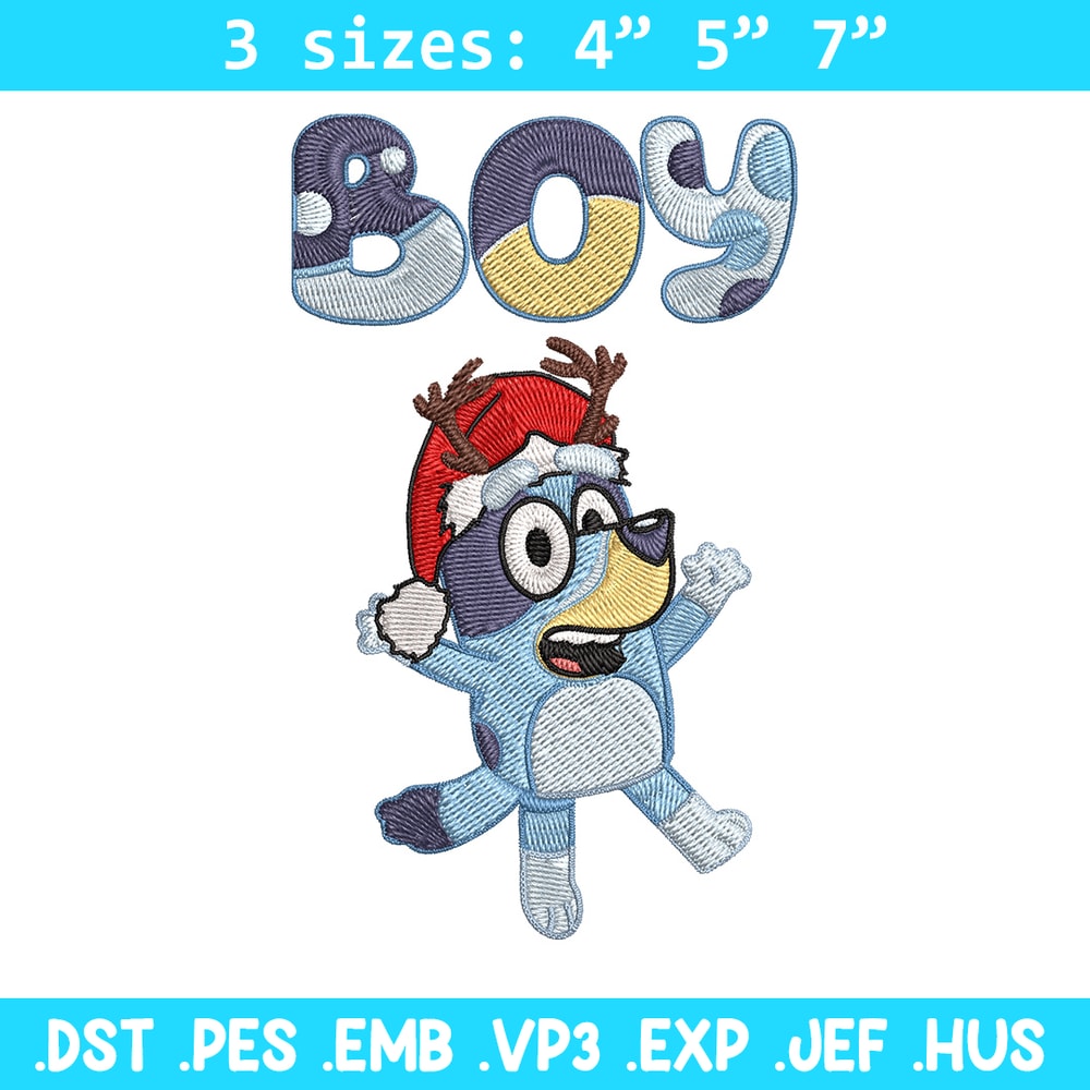 Bluey boy Embroidery Design, Bluey Embroidery, Embroidery File, Chrismas Embroidery, Anime shirt, Digital download.jpg