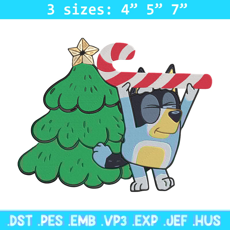 Bluey chrismas Embroidery Design, Bluey Embroidery, Embroidery File, Chrismas Embroidery, Anime shirt, Digital download.jpg