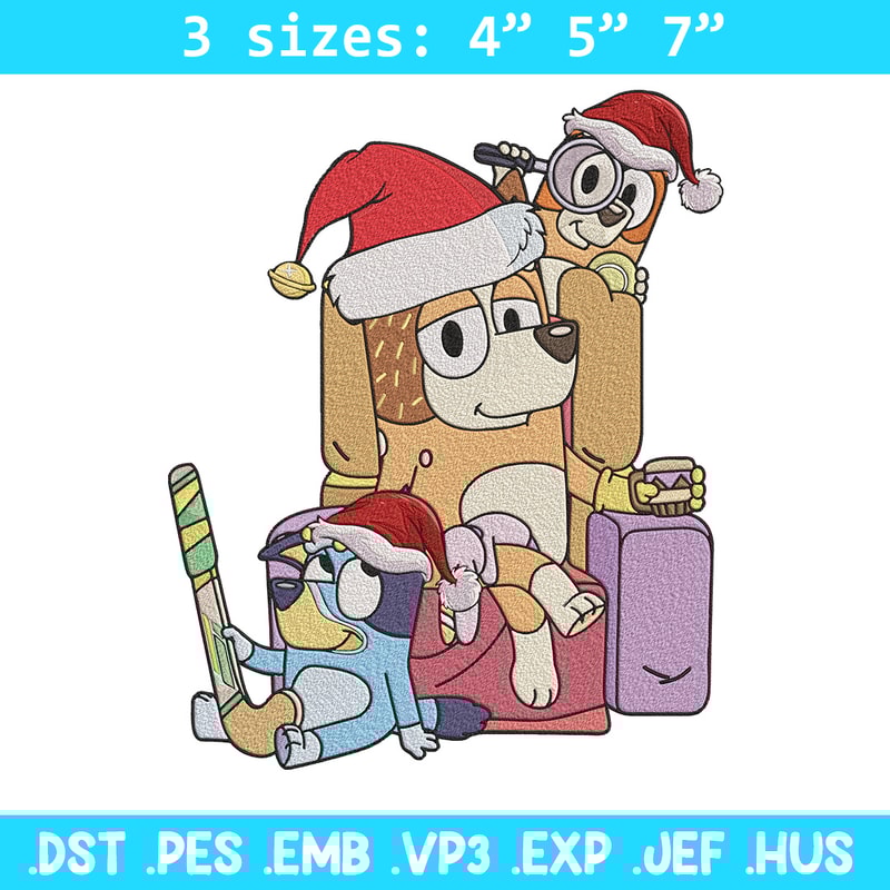Bluey family Embroidery Design, Bluey Embroidery, Embroidery File, Chrismas Embroidery,Anime shirt, Digital download..jpg
