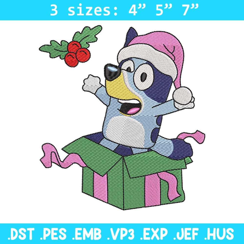 Bluey merry embroidery design, Bluey embroidery, Chrismas design, Embroidery file, Embroidery shirt, Digital download.jpg